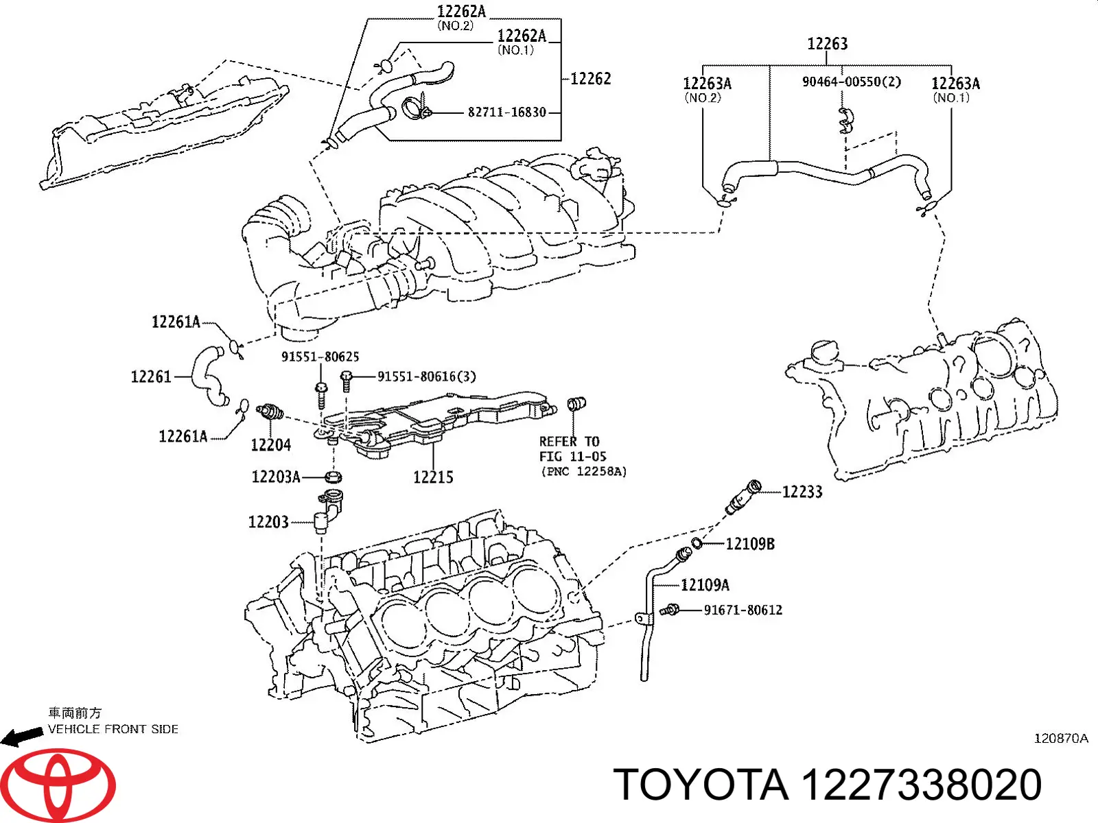 Junta de válvula, ventilaciuón cárter 1227338020 Toyota/Lexus