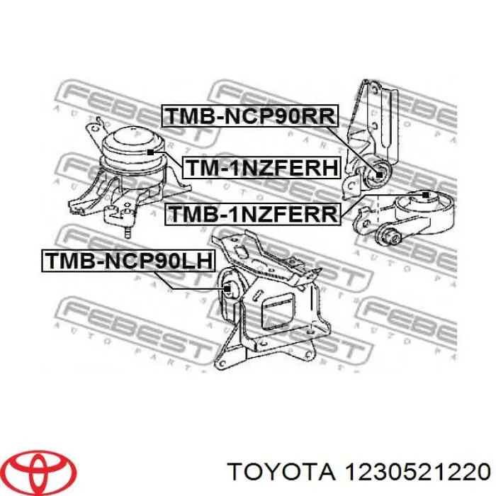 1230521220 Toyota coxim (suporte direito de motor)