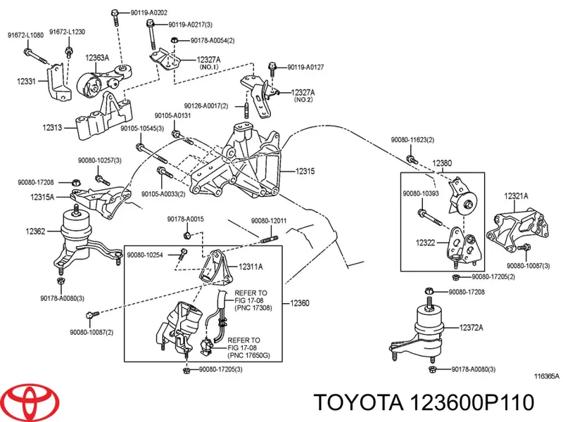 Гидроопора двигателя передняя Toyota 123600P110 цена, от 58.60 USD