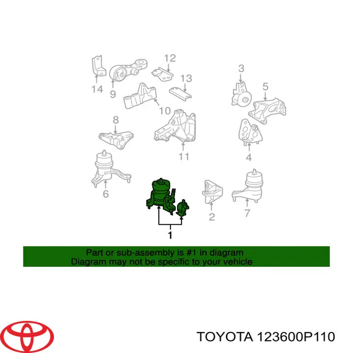 Передняя опора двигателя 123600P110 Toyota