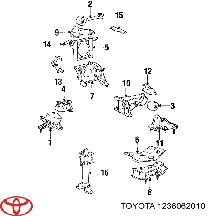 Передняя опора двигателя 1236062010 Toyota