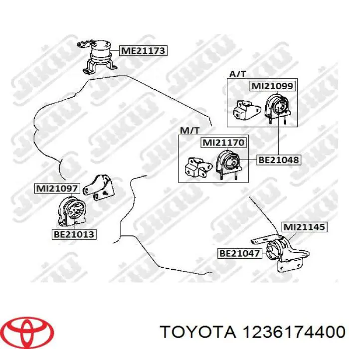 Soporte motor delantero 1236174400 Toyota