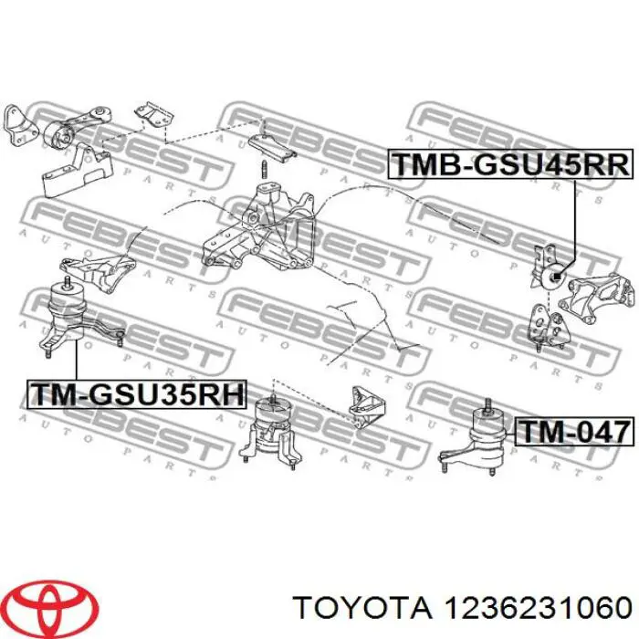 1236231060 Toyota coxim (suporte direito de motor)