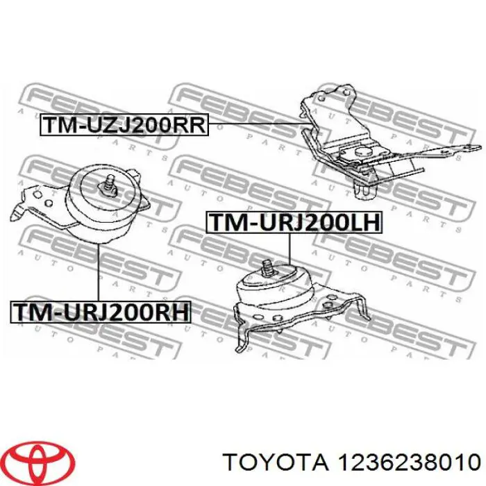 Левая подушка двигателя 1236238010 Toyota