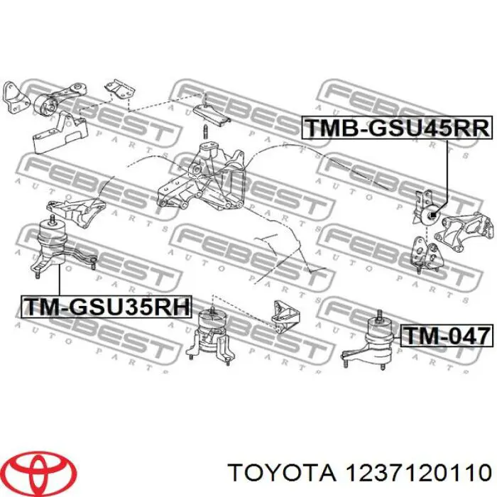 Задняя опора двигателя 1237120110 Toyota