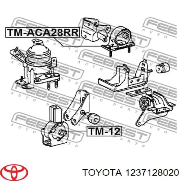 1237128020 Toyota подушка (опора двигателя задняя)