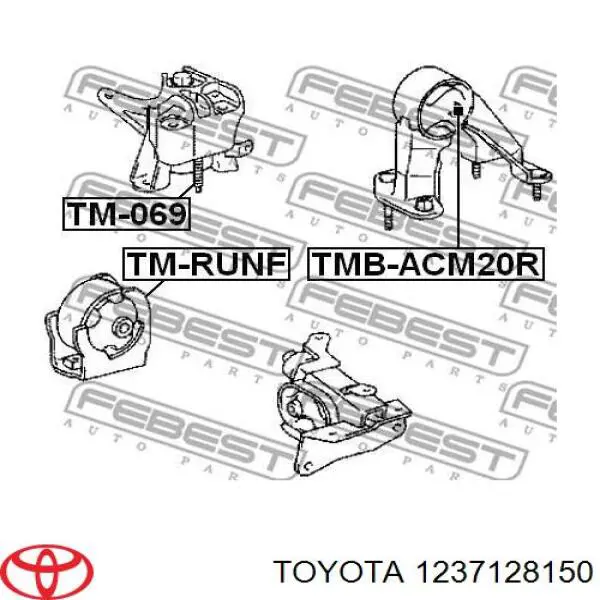 1237128150 Toyota coxim (suporte traseiro de motor)
