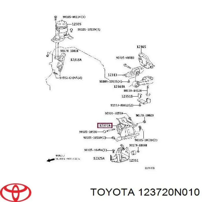 Гидроопора двигателя левая Toyota 123720N010 цена, от 100.47 USD