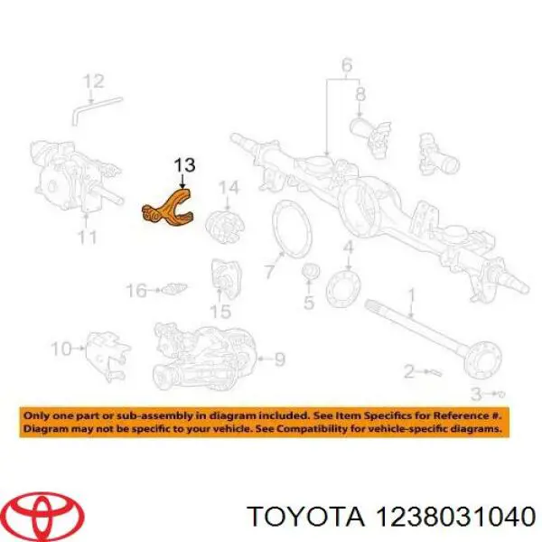 Задняя опора двигателя Toyota 1238031040 цена, от 53.55 USD