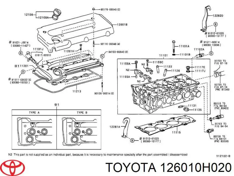 126010H020 Toyota tampa de motor decorativa