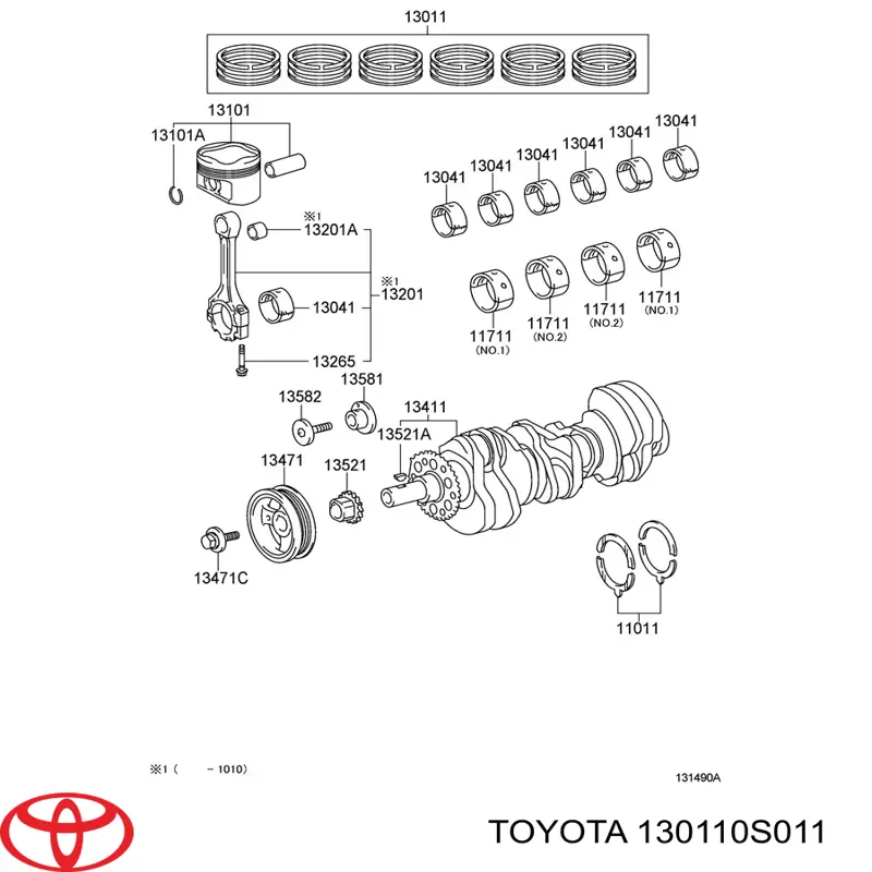 Кольца поршневые 130110S011 Toyota