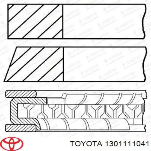 1301111043 Toyota кольца поршневые комплект на мотор, std.