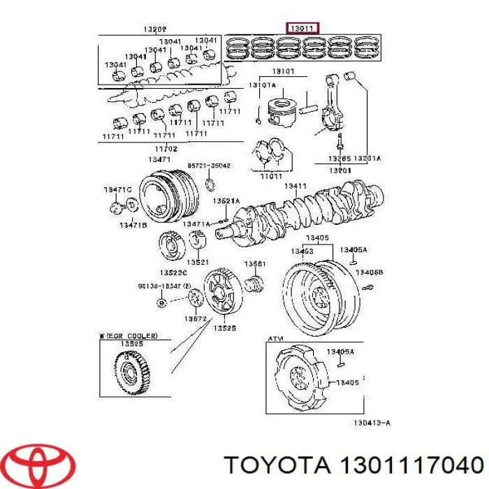 Кольца поршневые Toyota Land Cruiser 100 J10 (Тойота Ланд Крузер)
