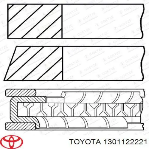 1301122221 Toyota кольца поршневые комплект на мотор, std.