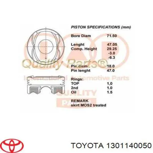 1301140030 Toyota kit de anéis de pistão de motor, std.