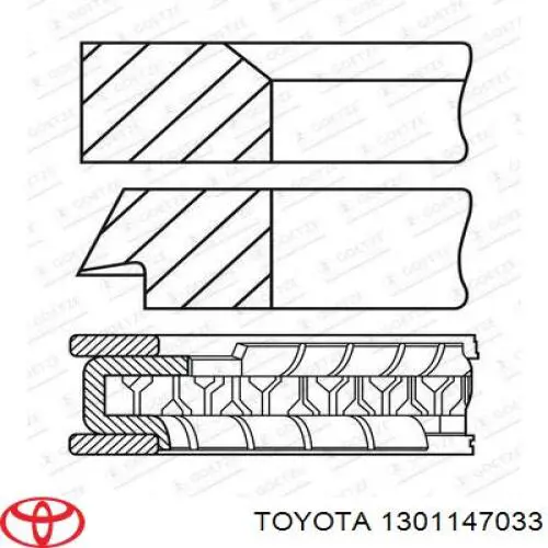 1301147033 Toyota kit de anéis de pistão de motor, std.