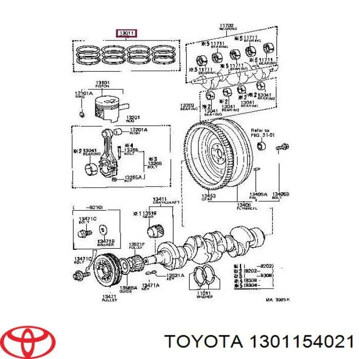 Kit de anéis de pistão de motor, STD. para Toyota Hiace (H5)