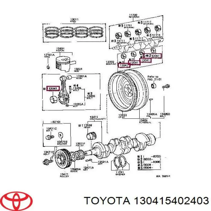 Folhas inseridas principais de cambota, kit, 1ª reparação ( + 0,25) para Toyota Hiace (H1, H2)