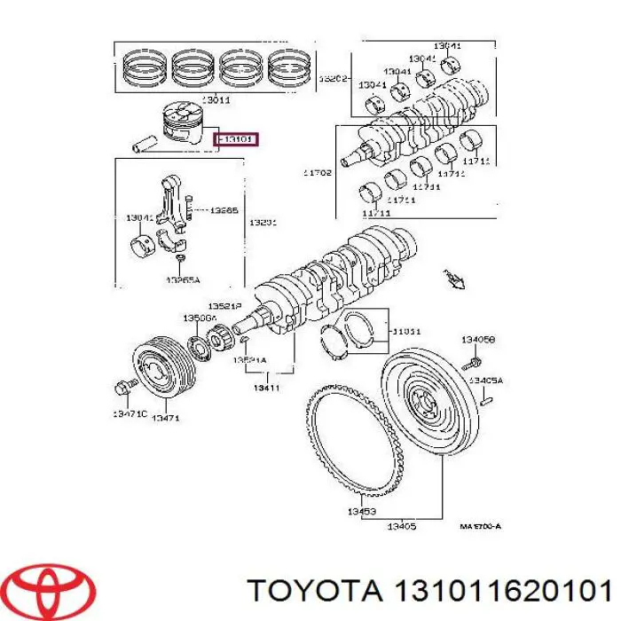 Поршень с пальцем без колец, STD на Toyota Corolla E11