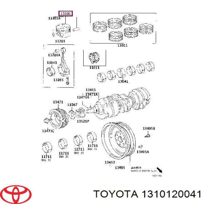 Поршень с пальцем без колец, STD Toyota 1310120041 цена, от 51.18 USD