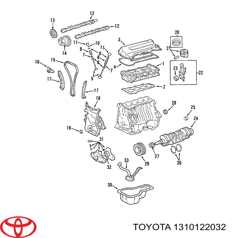 1310122030 Toyota поршень в комплекте на 1 цилиндр, std