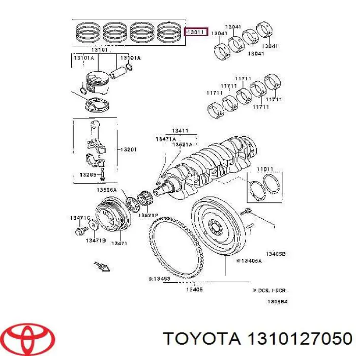 Поршни стандартные (комплект) 1310127050 Toyota