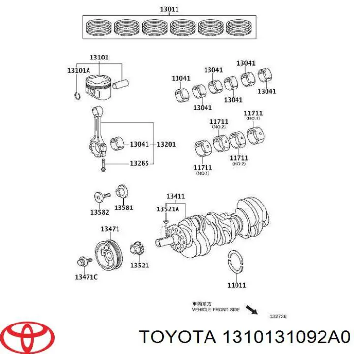 Поршень с пальцем без колец, STD на Toyota Highlander U4
