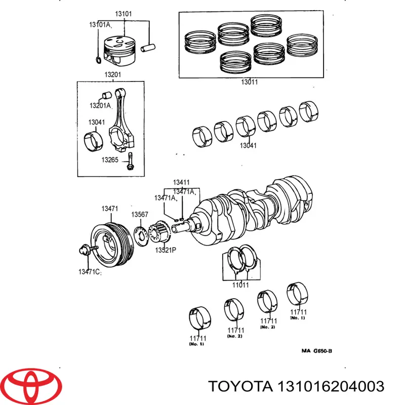 Поршень на 1 цилиндр 131016204003 Toyota