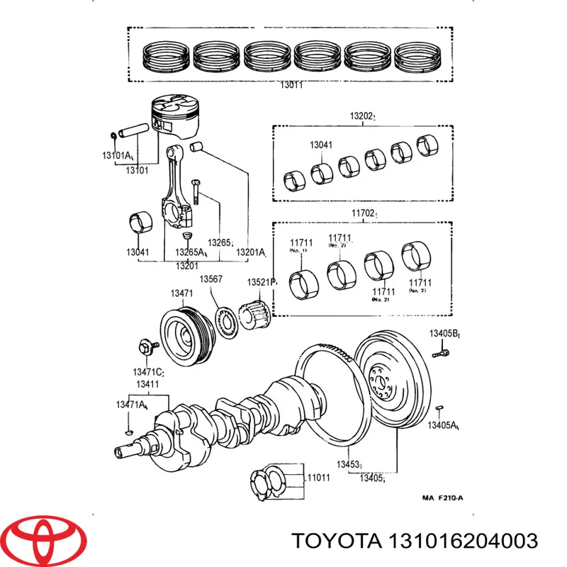 Поршень в сборе Toyota 131016204001 цена, от 90.29 USD