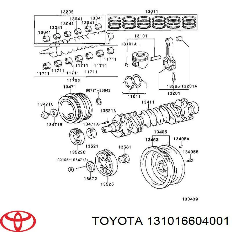 Поршень на 1 цилиндр 131016604001 Toyota