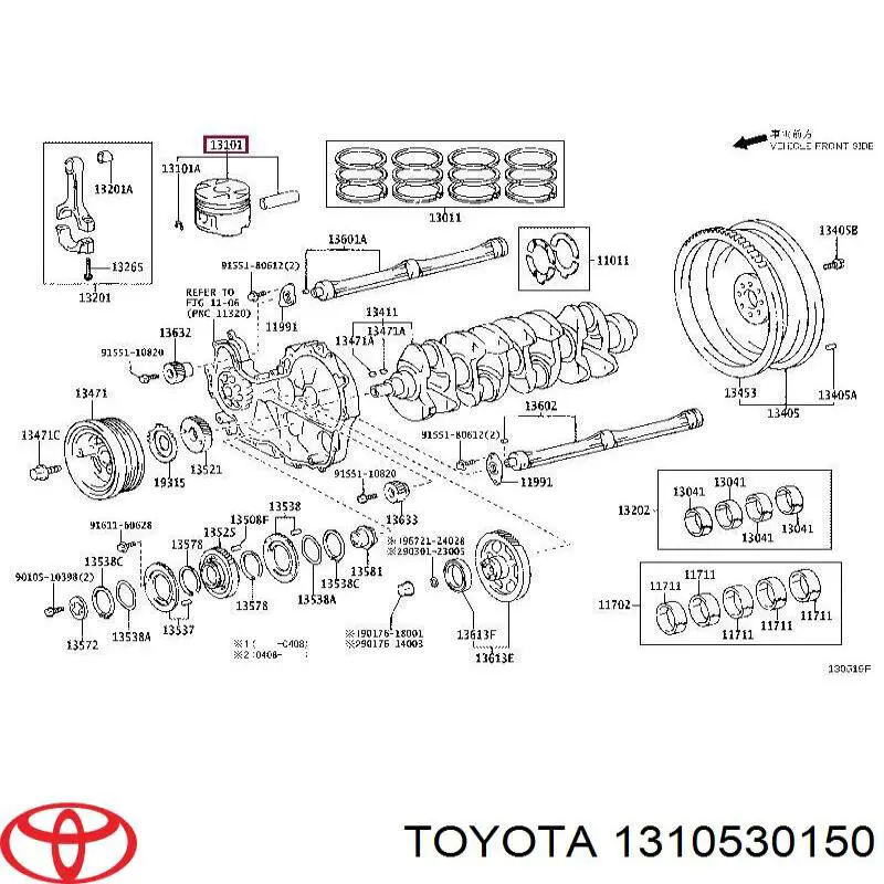 1310530150 Toyota поршень с пальцем без колец, 4-й ремонт (+1,00)