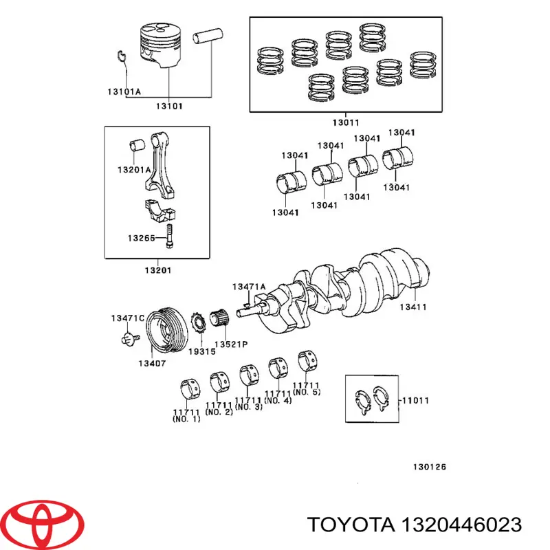Вкладыши коленвала, шатунные, комплект, 1-й ремонт (+0,25) Toyota 1320446022 цена, от 96.52 USD