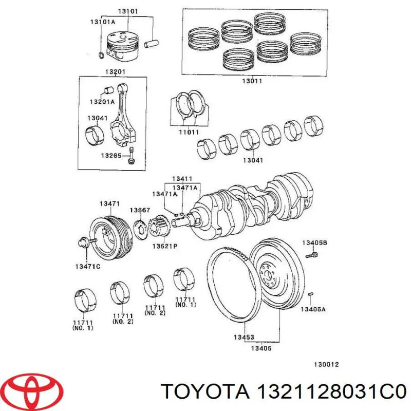 Поршень с пальцем без колец, STD 1321128031C0 Toyota