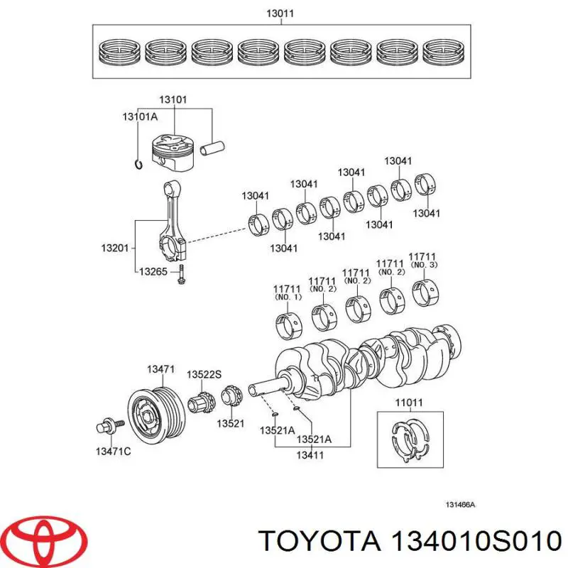 Вал коленчатый и маховик Toyota 134010S010 цена, от 1506.14 USD