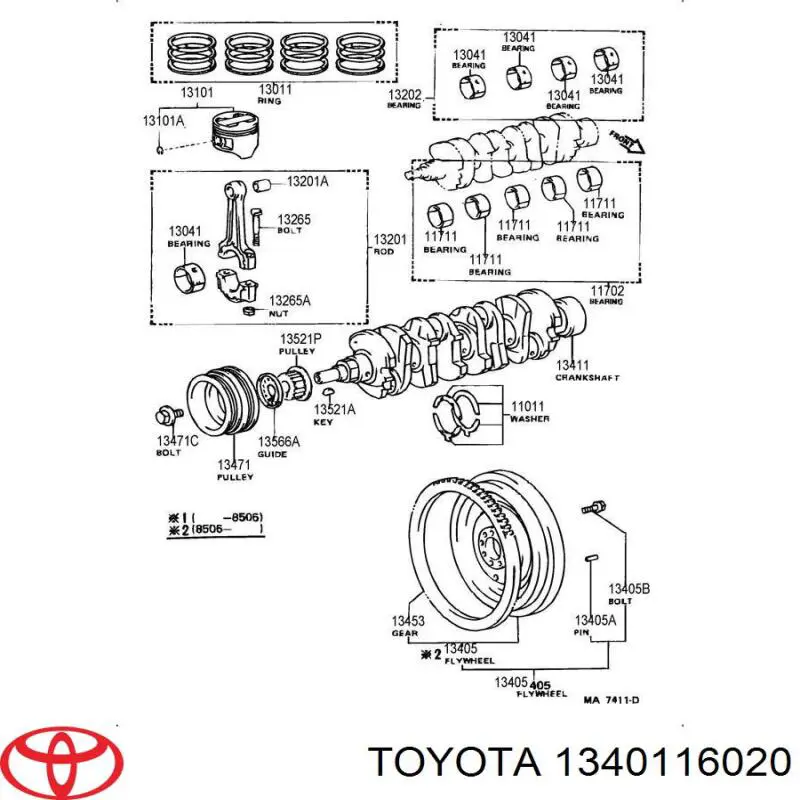 Cigüeñal 1340116020 Toyota