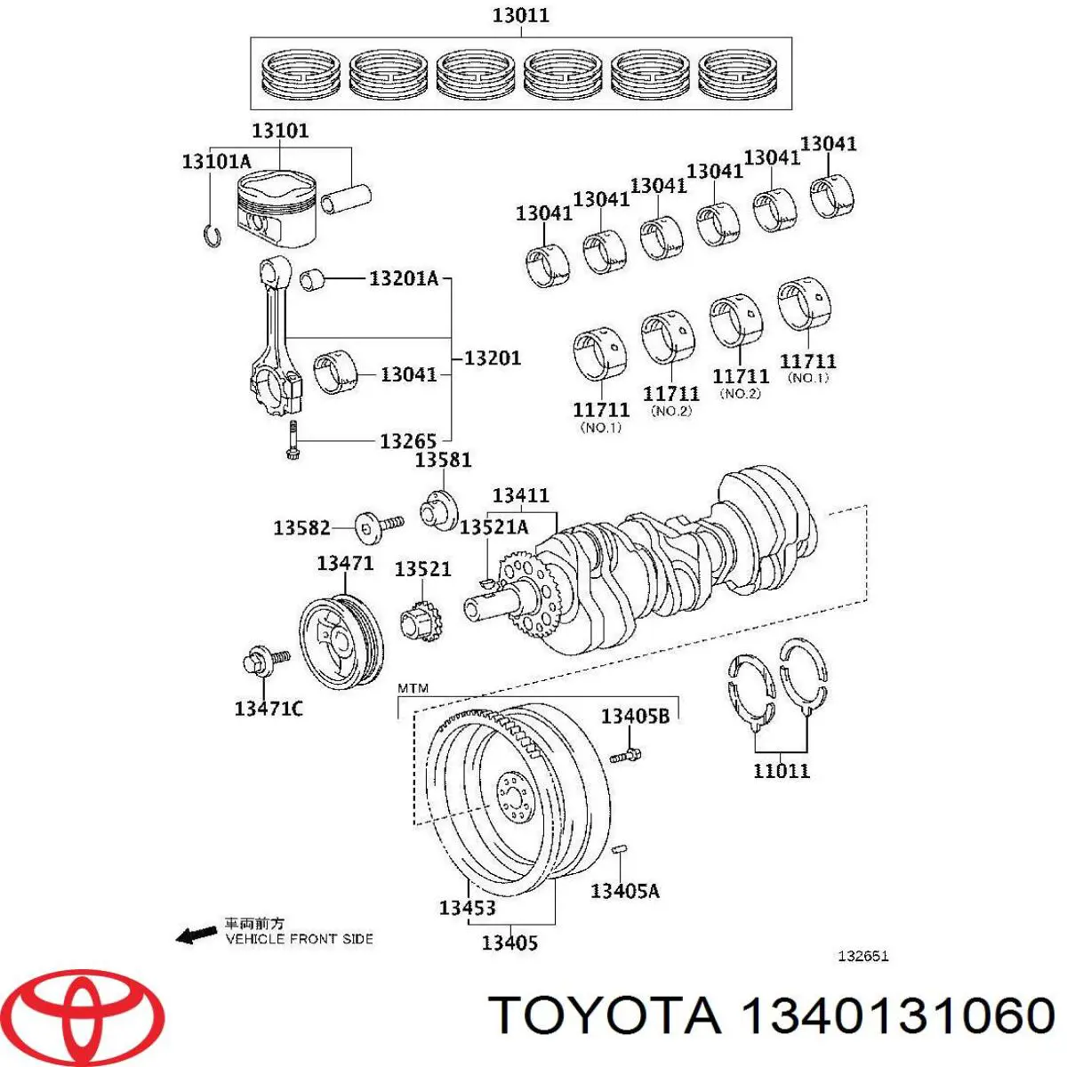 Вал коленчатый и маховик Toyota 1340131060 цена, от 460.59 USD