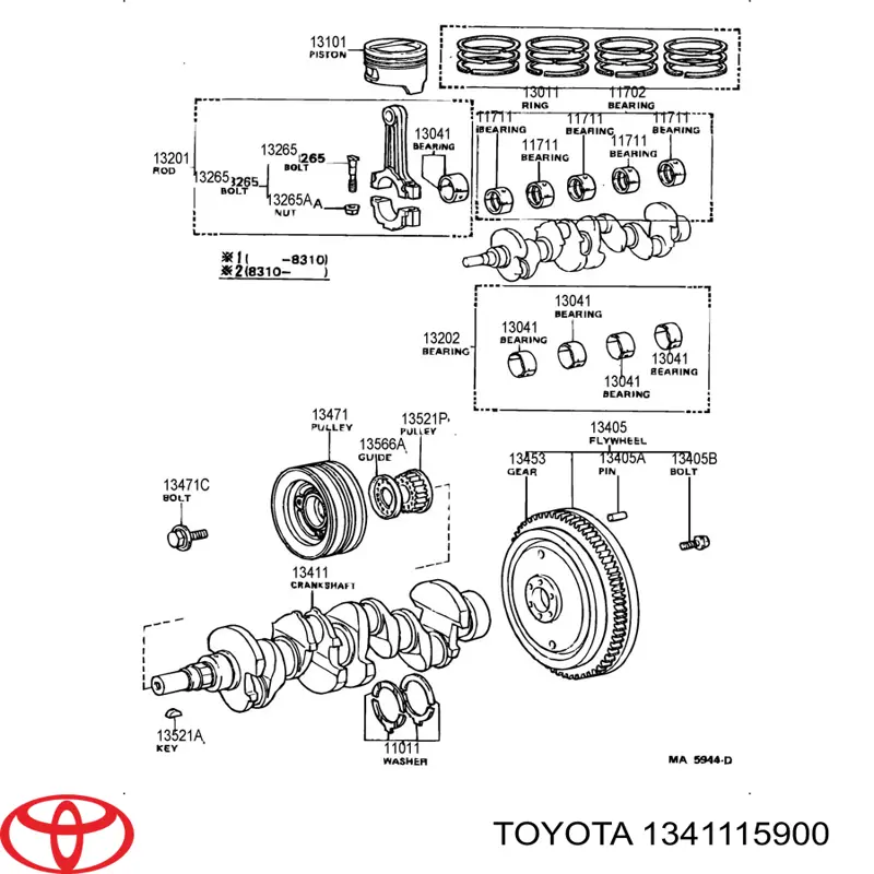 1341115900 Toyota коленвал двигателя