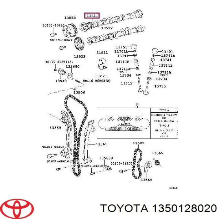 1350128020 Toyota распредвал двигателя