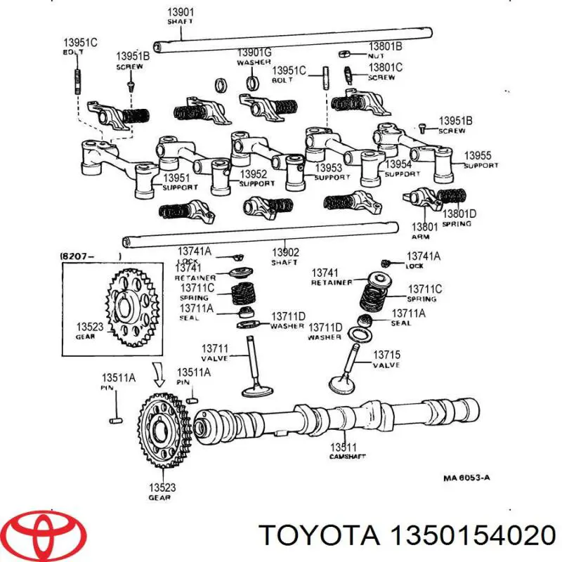 Árbol de levas 1350154020 Toyota