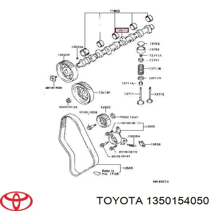 1350154050 Toyota árvore distribuidora de motor