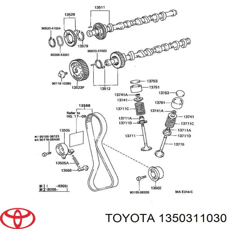 1350311030 Toyota ролик ремня грм паразитный