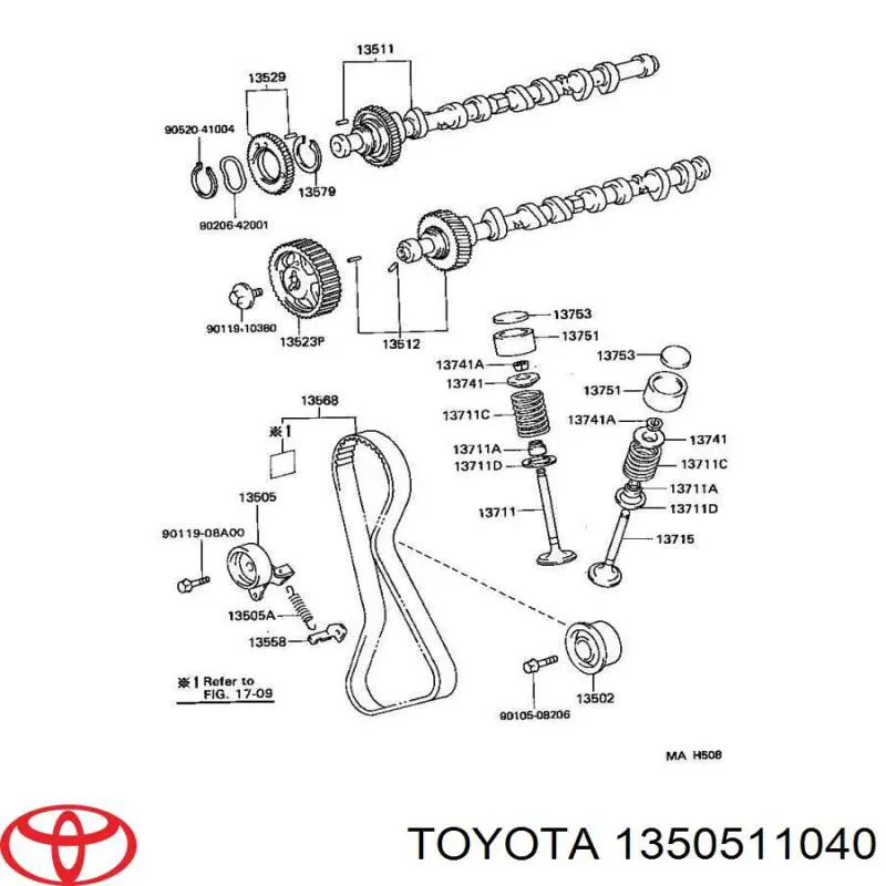 Ролик натяжителя ремня ГРМ Toyota 1350511040