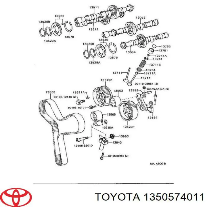 Ролик натяжителя ремня ГРМ Toyota 1350574011