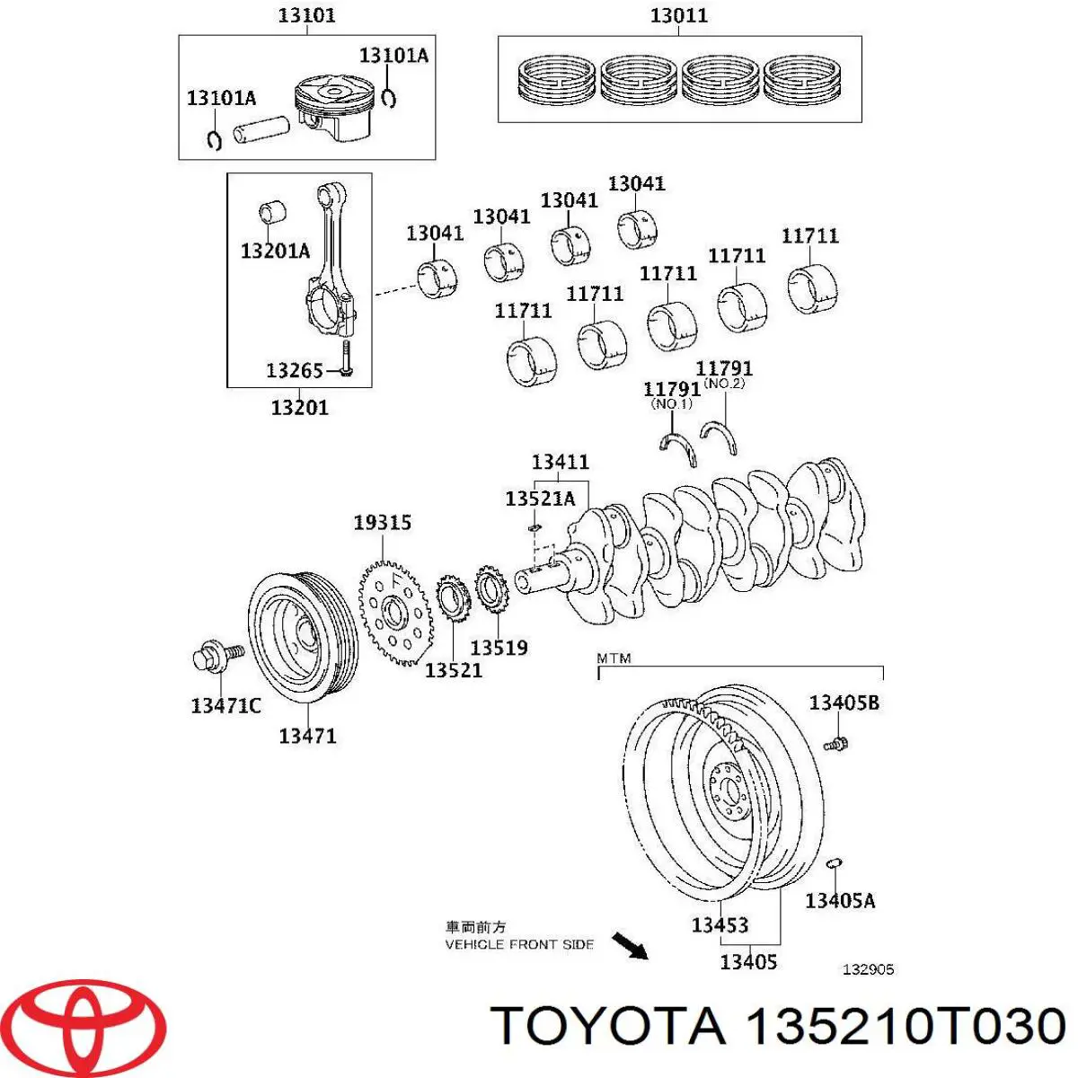 SPROCKET, CRANKSHAFT__ TOYOTA 135210T030