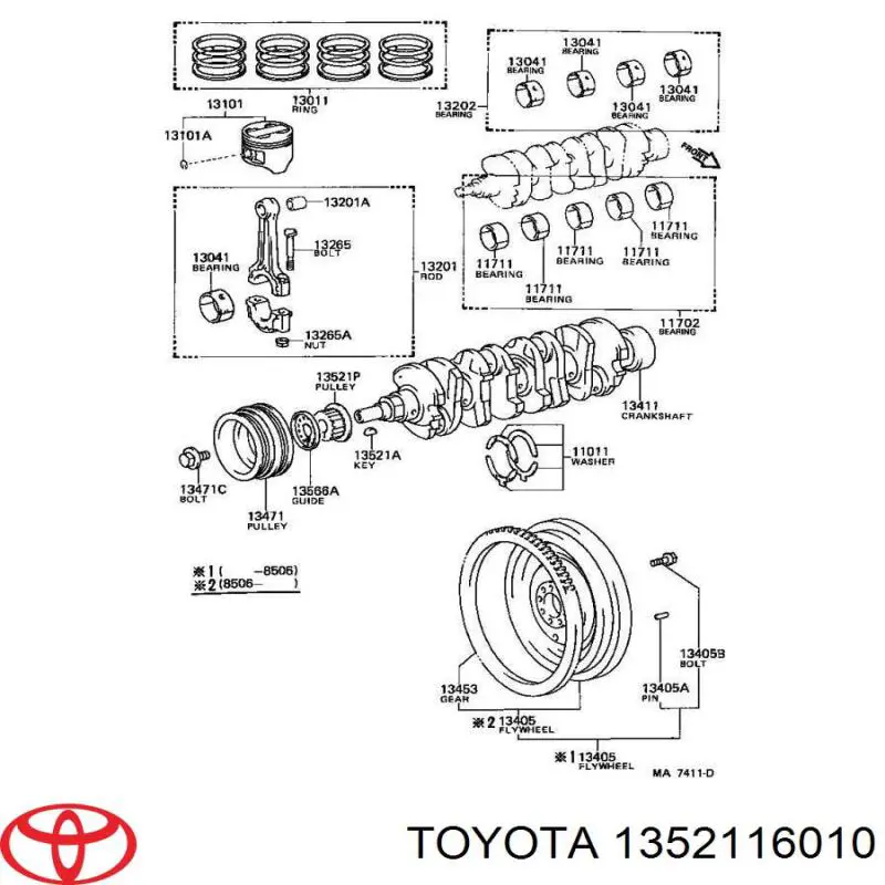 1352116010 Toyota amortecedor de cadeia do mecanismo de distribuição de gás