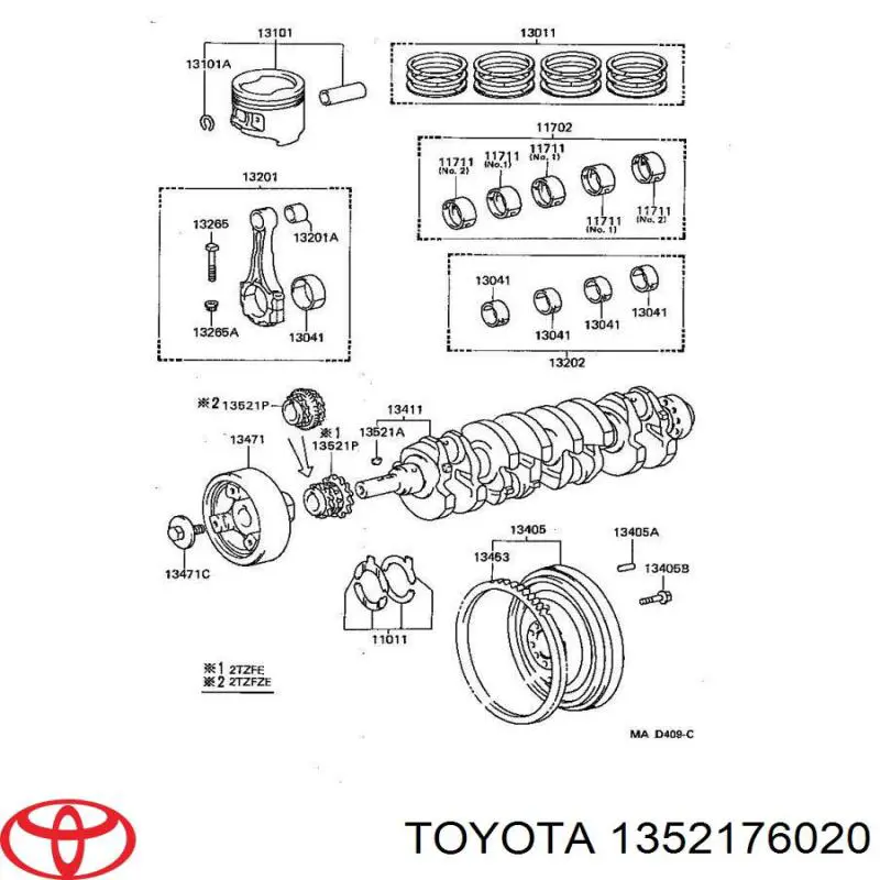 Успокоитель цепи ГРМ 1352176020 Toyota