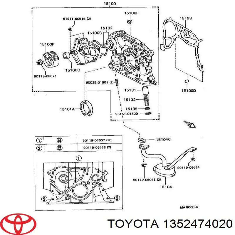 Roda dentada de bomba de óleo para Toyota Carina (T19)