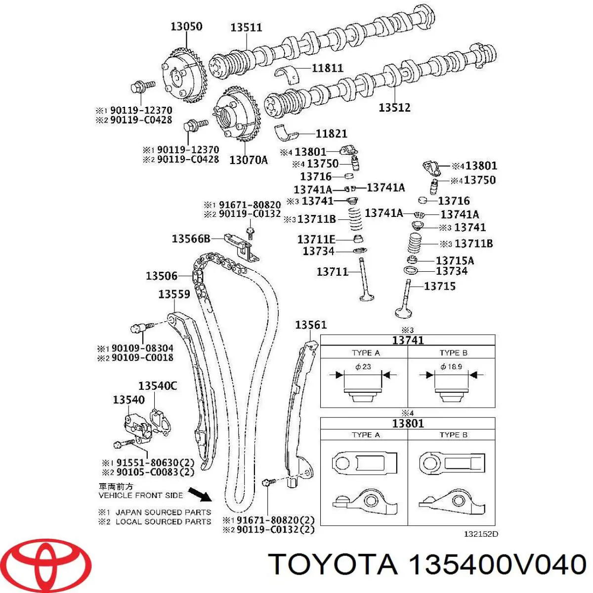 135400V030 Toyota reguladora de tensão da cadeia do mecanismo de distribuição de gás