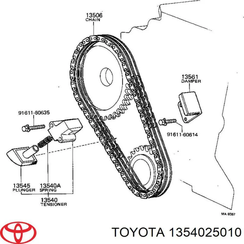 Tensor, correa dentada 1354025010 Toyota