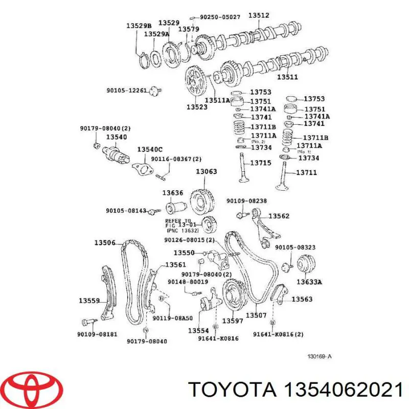 Натяжитель ремня ГРМ Toyota 1354062021